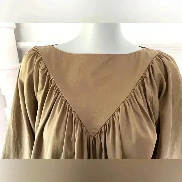 Future Primitive Balloon Sleeve  Blouse in Khaki Sustainable - Picture 5 of 13